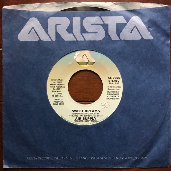 Air Supply Sweet Dream/Don't Turn Me Away Vinyl 45 Record '81 - Picture 5 of 5